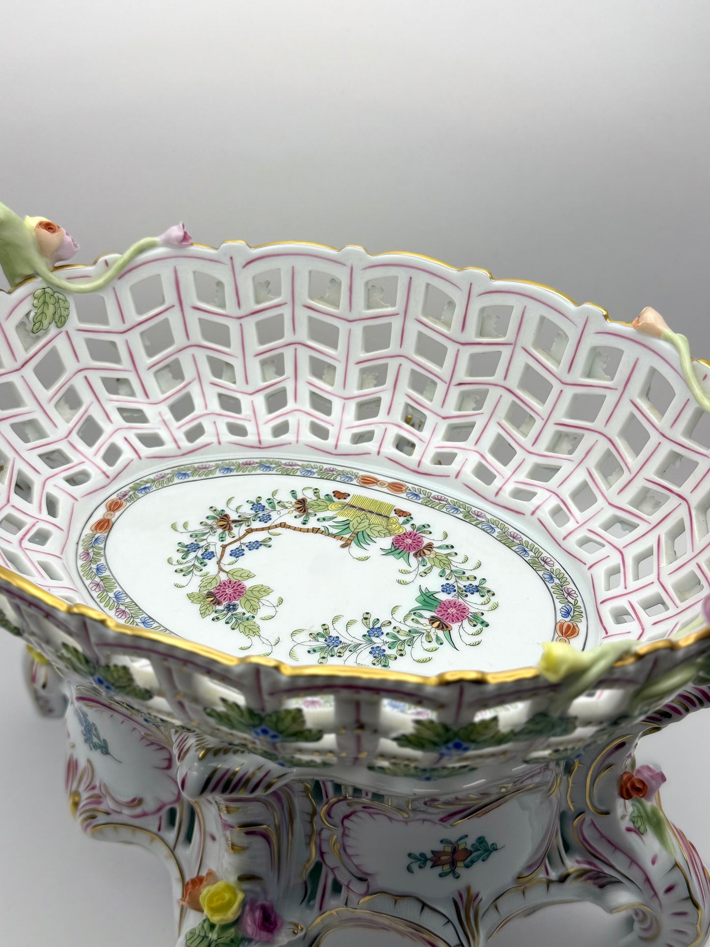 Indian Basket Centerpiece w/ Green Handles