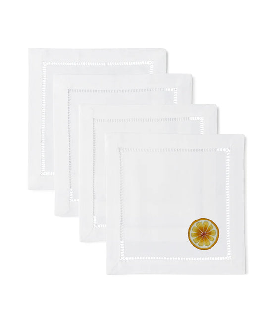 Citrus Cut Cocktail Napkins - Hand Embroidered