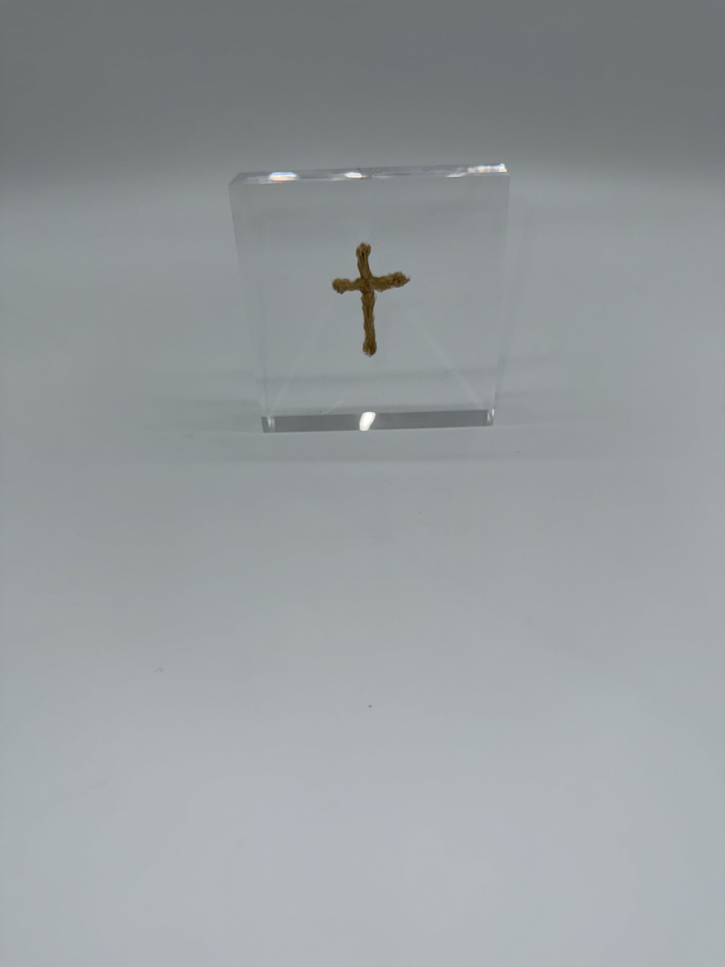 Acrylic Block Gold Cross