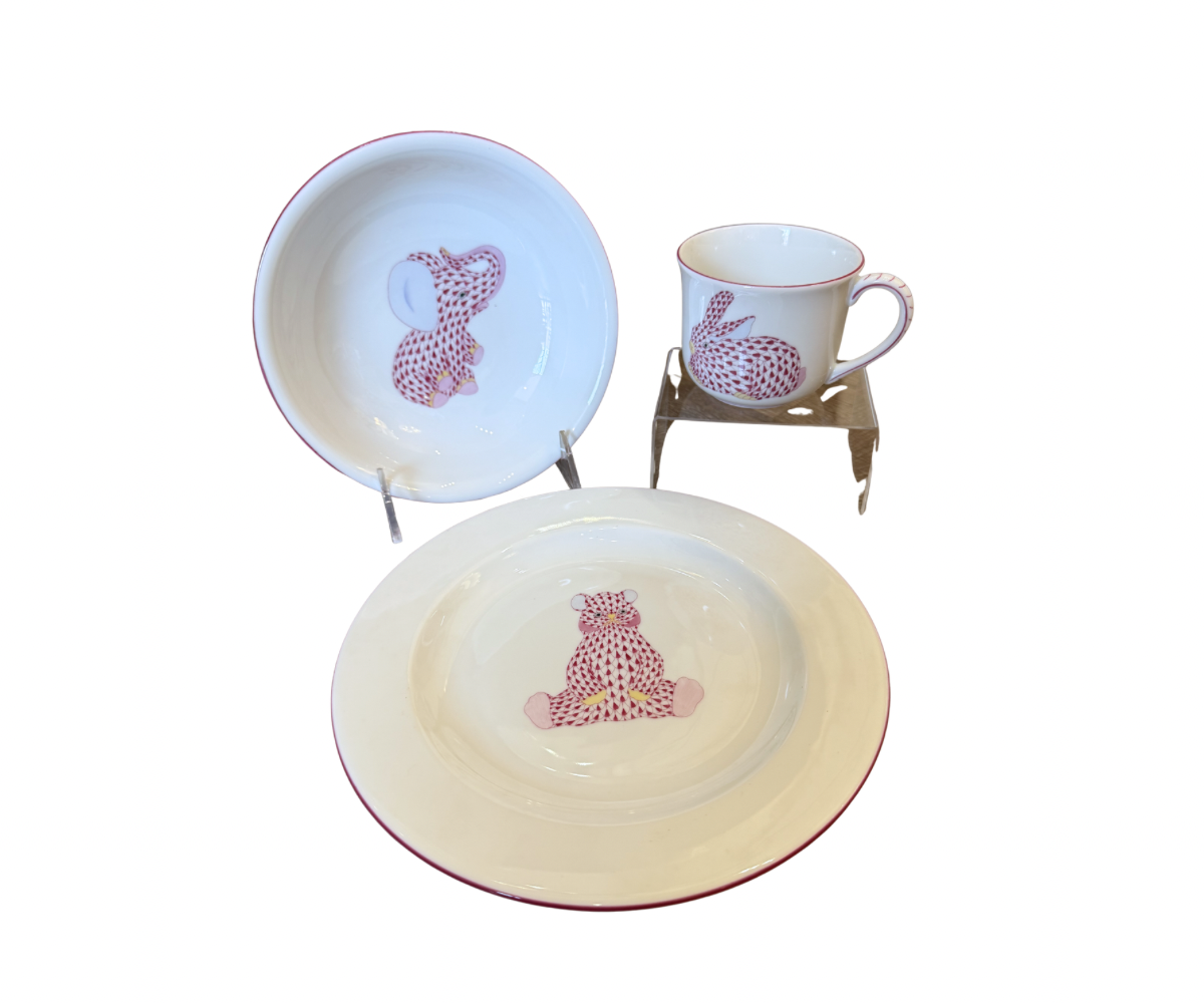 Child Set: Plate, Bowl, Cup Raspberry