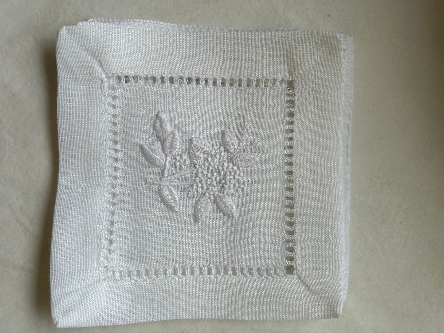 Embroidered Cocktail Napkins - Floral - S/4