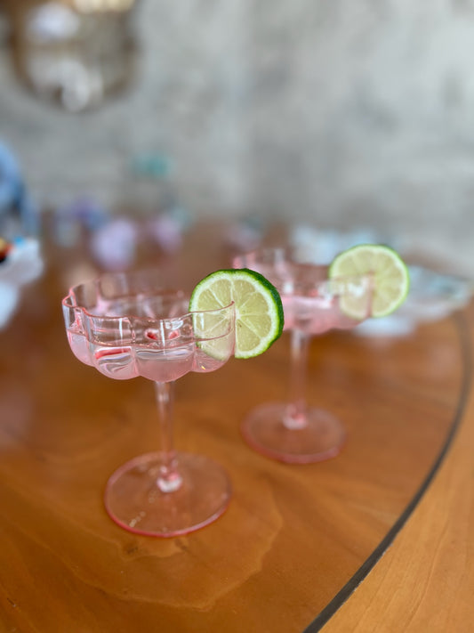 Pink Flower Coupes, Set of 4