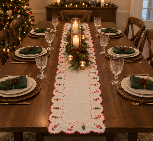 Candy Cane, Nutcrackers & Trees Runner 16x72