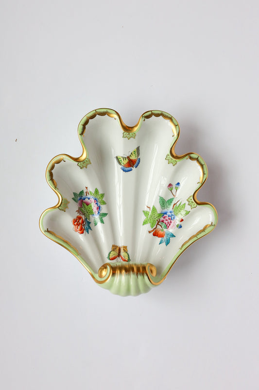 Large Shell Dish Queen Victoria Butterfly Green