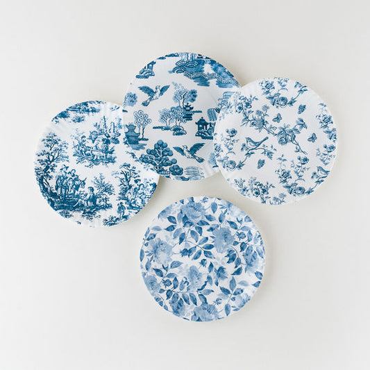 Pictorial Blue & White Plate S/4 Asst