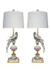 Rose Birds Lamps Pair