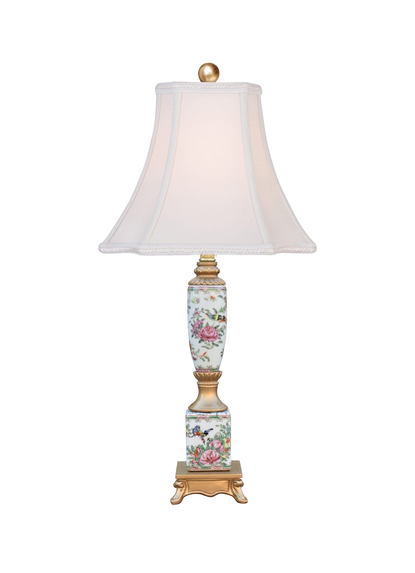 Rose Canton Porcelain Buffet Lamp