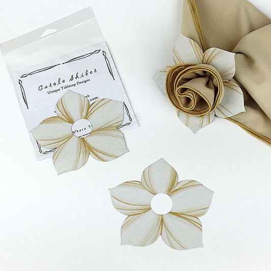 White/Gold Bouquet Napkin Ring, Set of 4