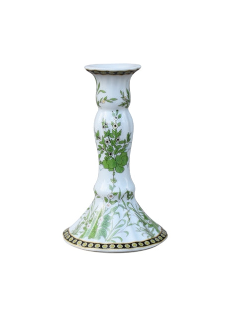 Pair of Mini 6" Green & White Candlesticks