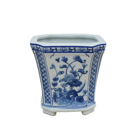 Blue & White 5" Square Cachepot