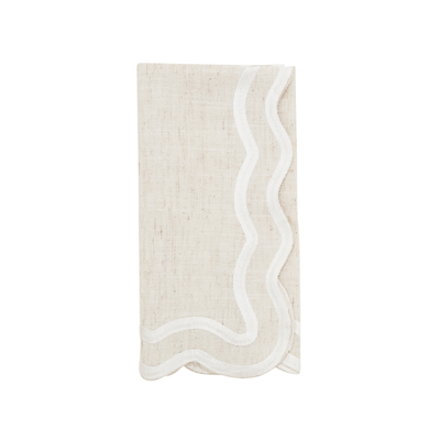 Scalloped Border Napkin Natural, Set of 4
