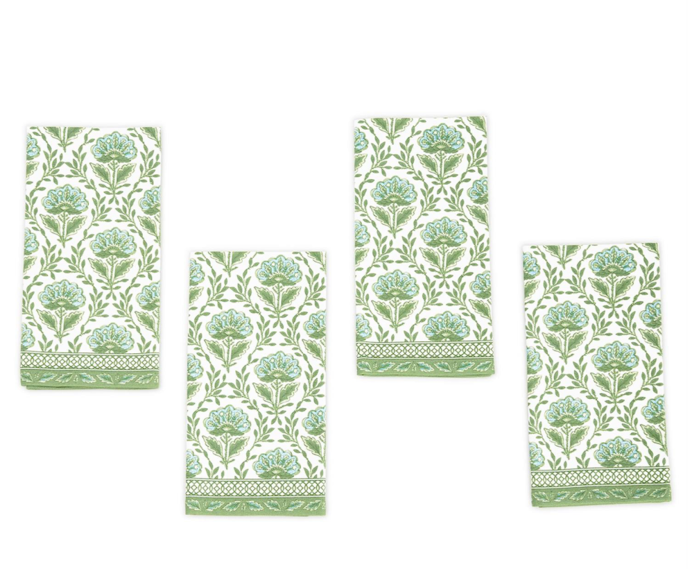 Green Floral Napkin, Set of 4