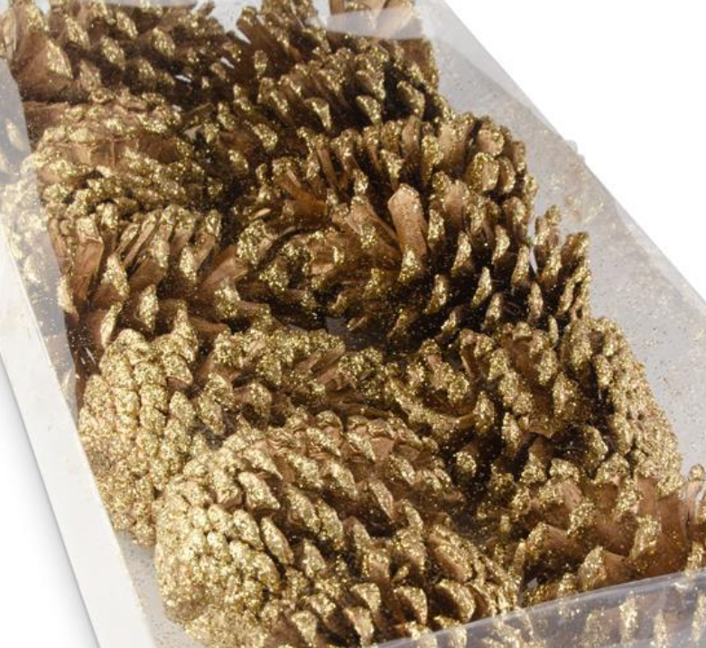 4" Gold Glitter Pinecones