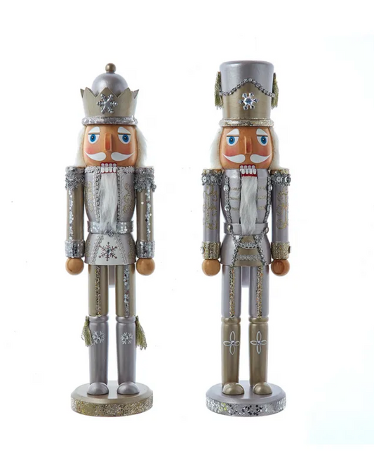 15" Platinum & Silver Nutcracker Set