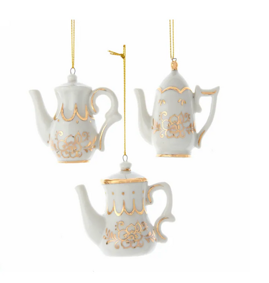 Jeweled White & Gold Teapot Ornament