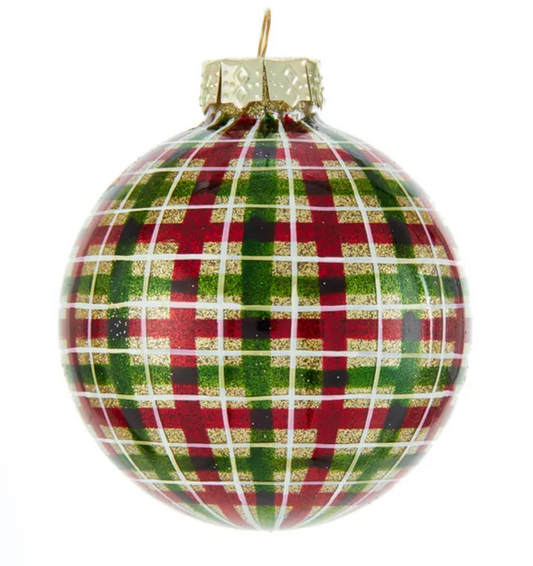 Green & Red Plaid Ornament Ball