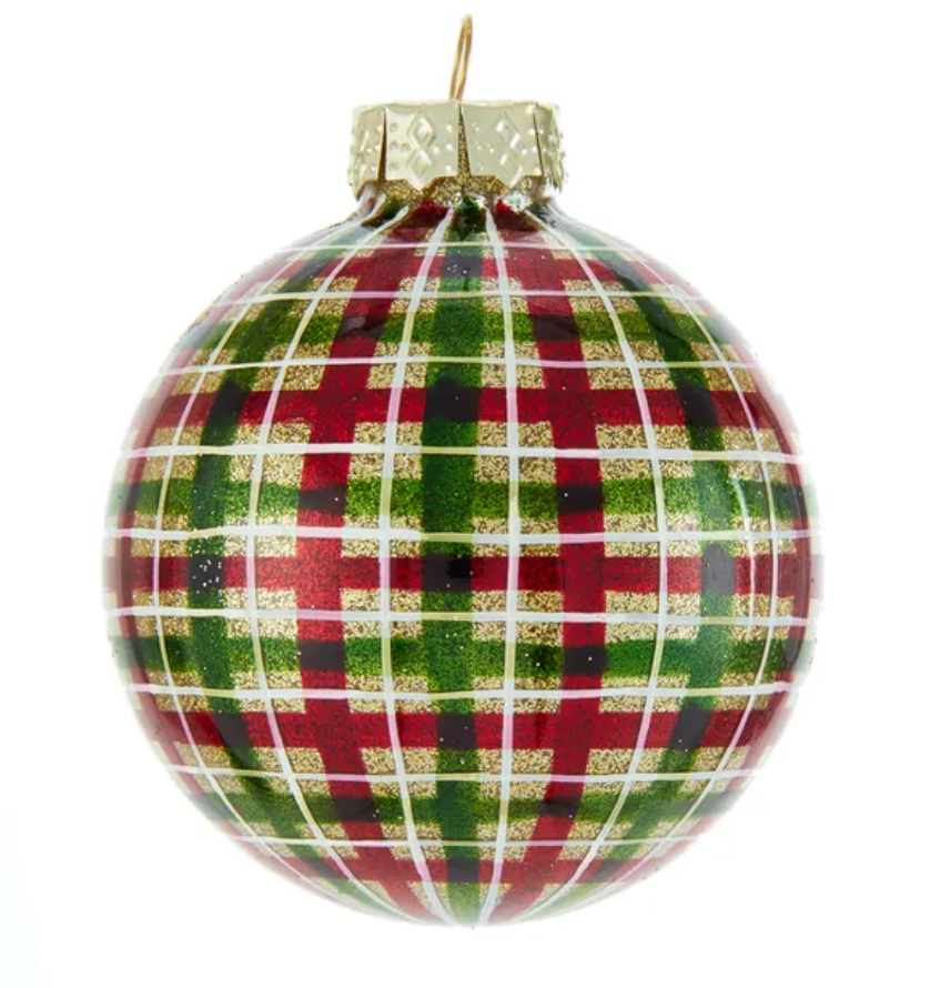 Green & Red Plaid Ornament Ball