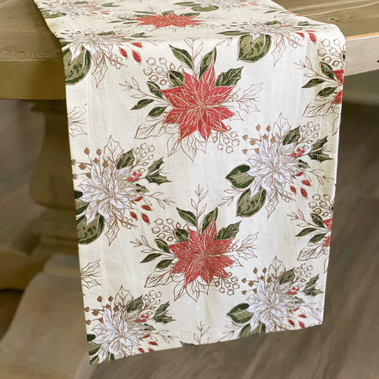 Ivory Poinsettia Runner