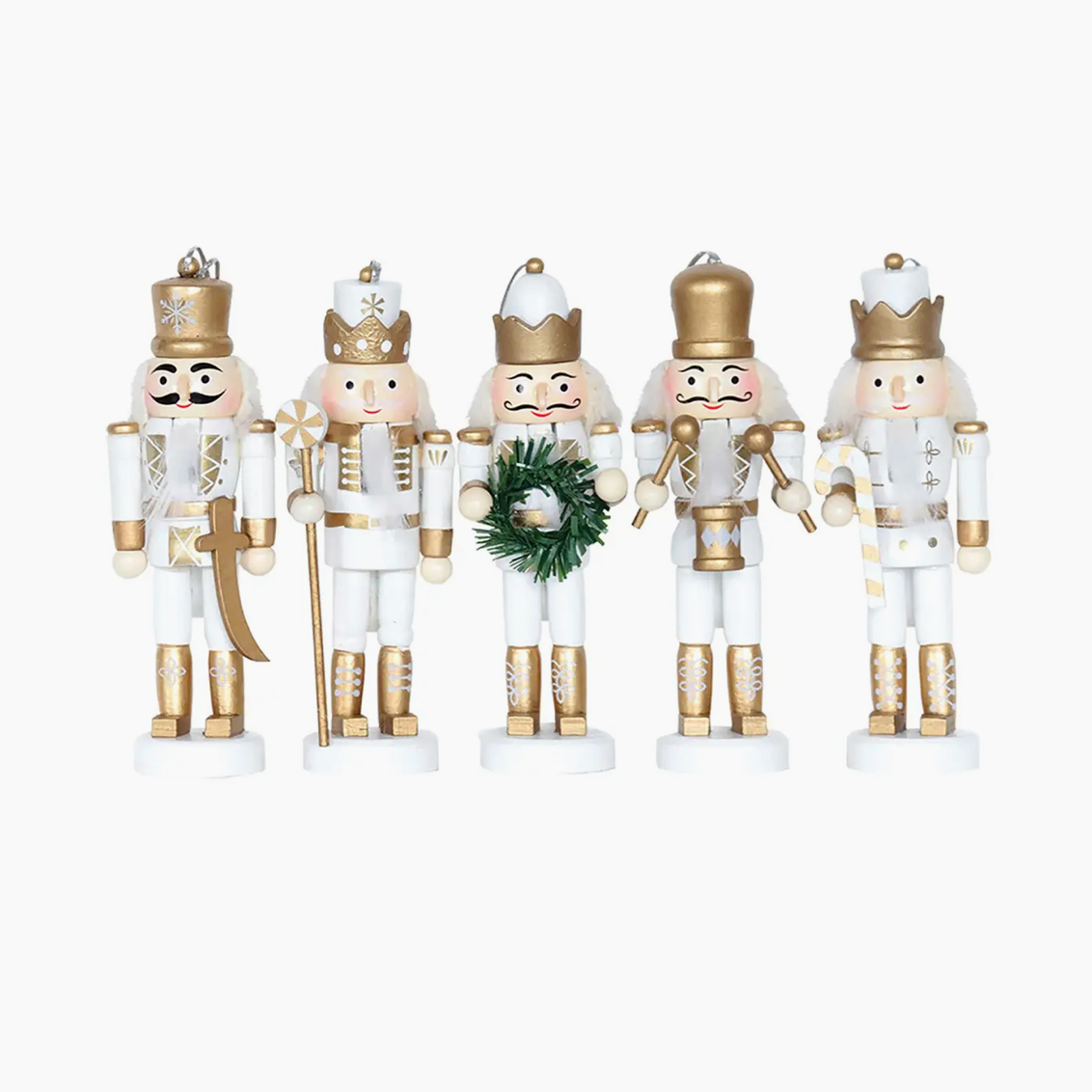 Nutcracker Ornament, White & Gold