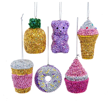 Bedazzled Food Ornaments - 6 Styles