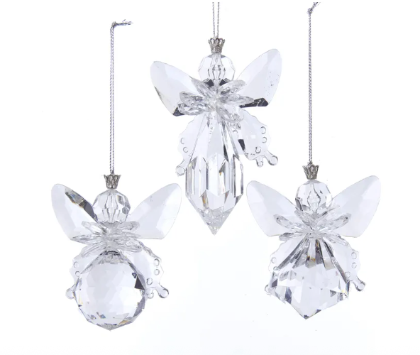 Clear Acrylic Angel Ornament -3"-4"- Assorted