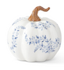 White w/ Blue Floral Ceramic Pumpkins - 2 Sizes