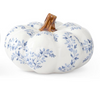 White w/ Blue Floral Ceramic Pumpkins - 2 Sizes