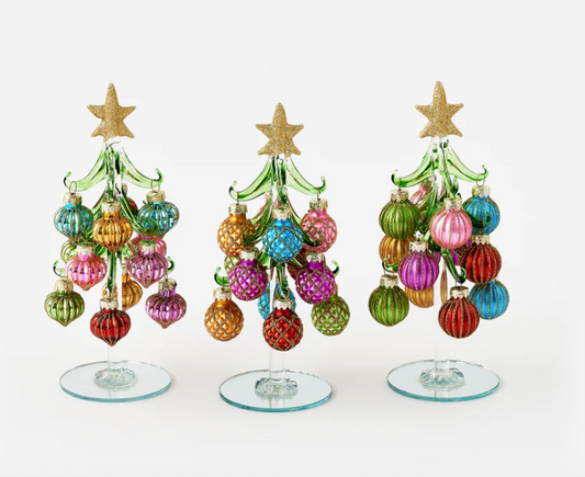 7.5" Handmade Glass Tree w/ Balls
