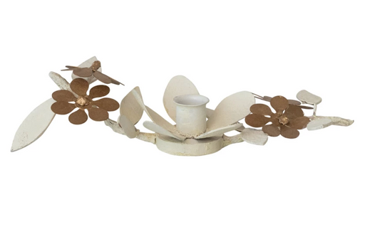 Handmade Paper Mache Floral Taper Holder