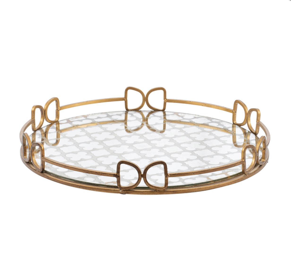 Large Round Glass Decorative Tray