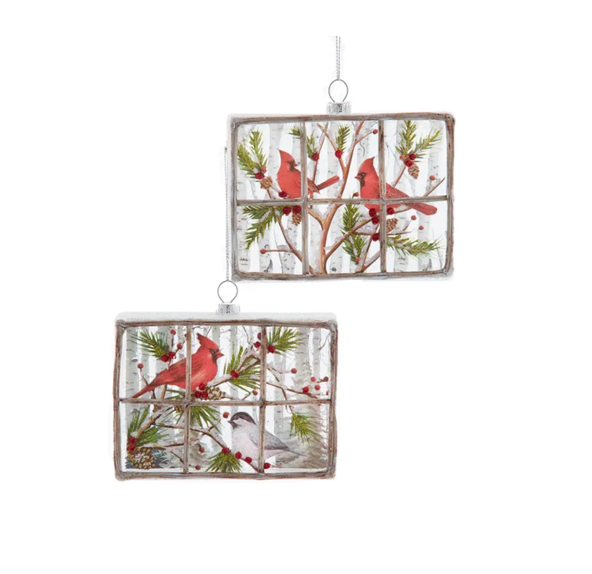 Window Pane Cardinal Ornament