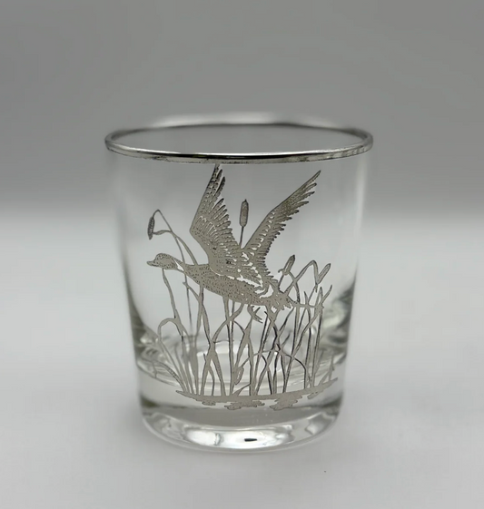 Sterling Overlay Duck Whiskey Glass