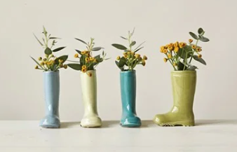 Distressed Stoneware Boot Vase