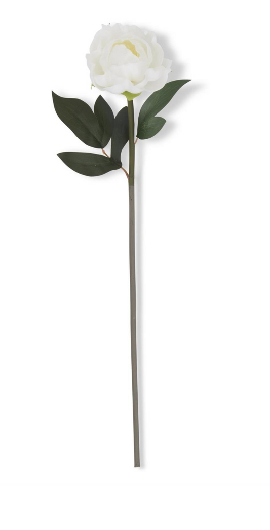 20" White Real Touch Peony Stem