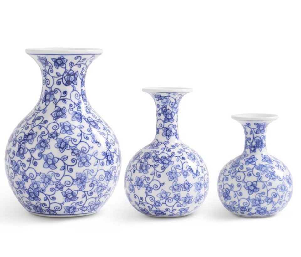 Blue & White Porcelain Chinoiserie Bud Vase