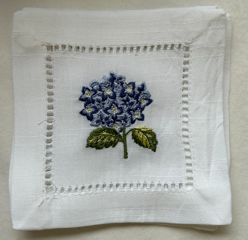 Embroidered Cocktail Napkins - Floral - S/4