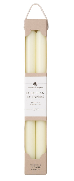 12" Taper Candles - 2pk: Ivory