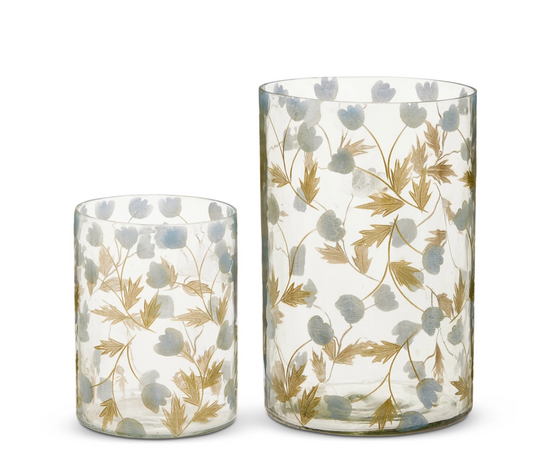 Pressed Delphinium Glass Hurricane