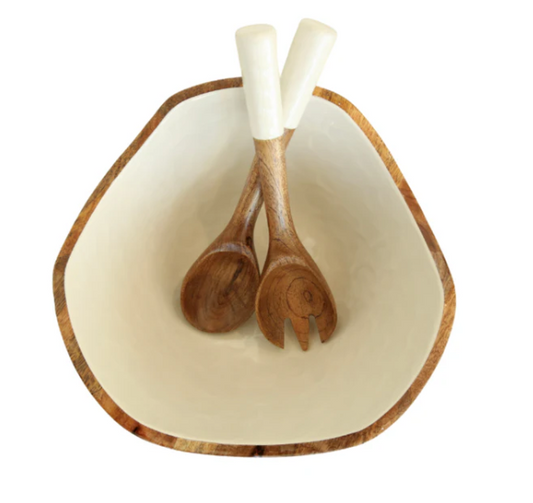 Pearlized Hand Painted Bowl/Server Set