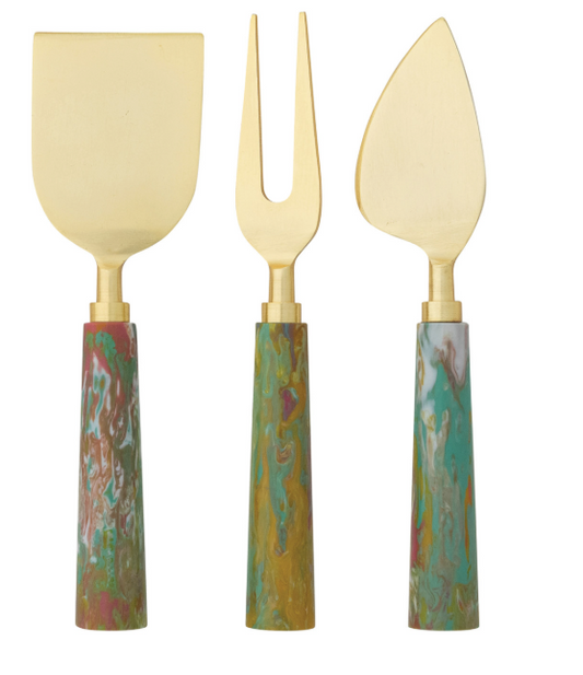 Cheese Knives w/ Marbled Resin Handles
