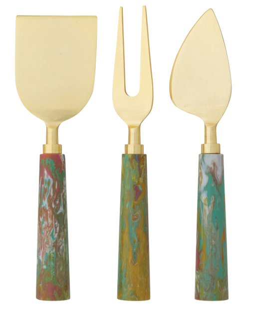 Cheese Knives w/ Marbled Resin Handles