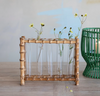 Bamboo Stand with 5 Glass Test Tube Vases