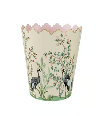 Metal Scalloped Buckets/Bins W Nature Scene
