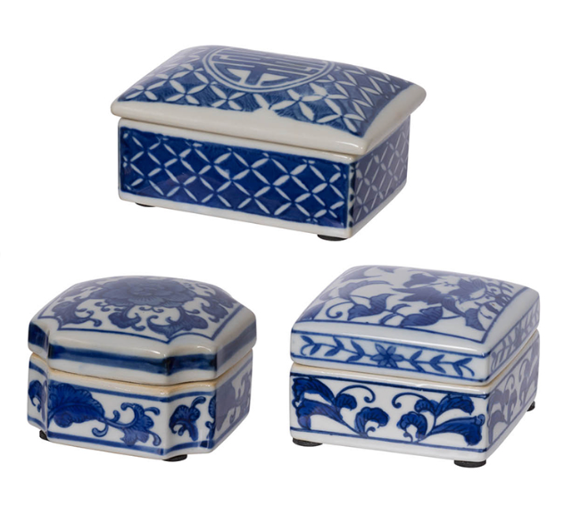 Leith Blue-And-White Decorative Boxes