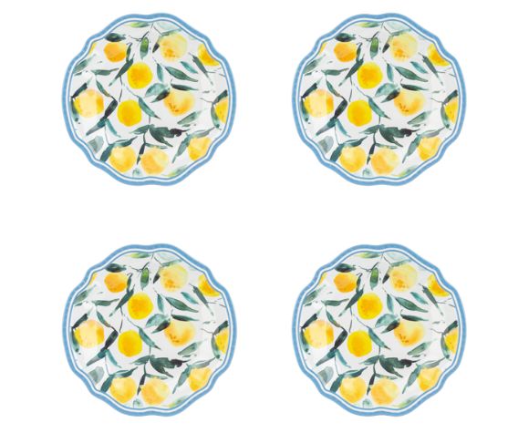 Melamine Lemon Salad Plates S/4