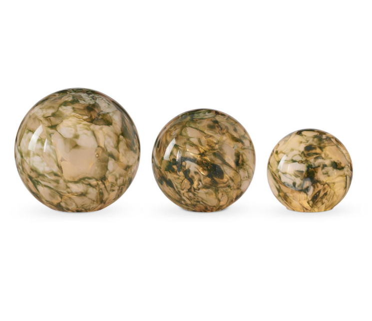 Green & White Globe Lamps