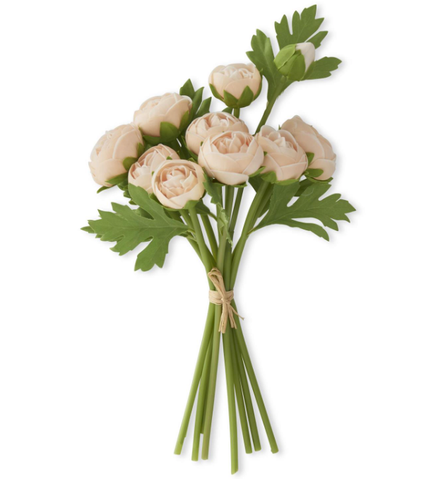 Light Peach Real Touch Ranunculus Rose Bunch-15"