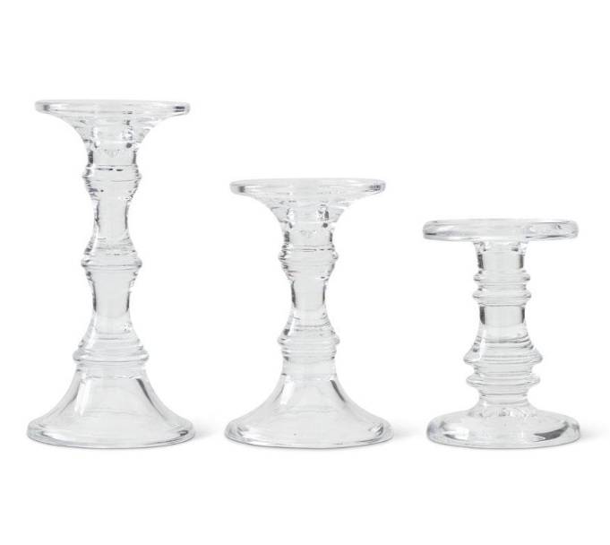 Short Glass Candleholder Set
