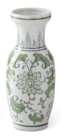 Green & White Chinoiserie Bud Vase