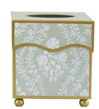 Sage Green Floral Trellis Tissue Holder